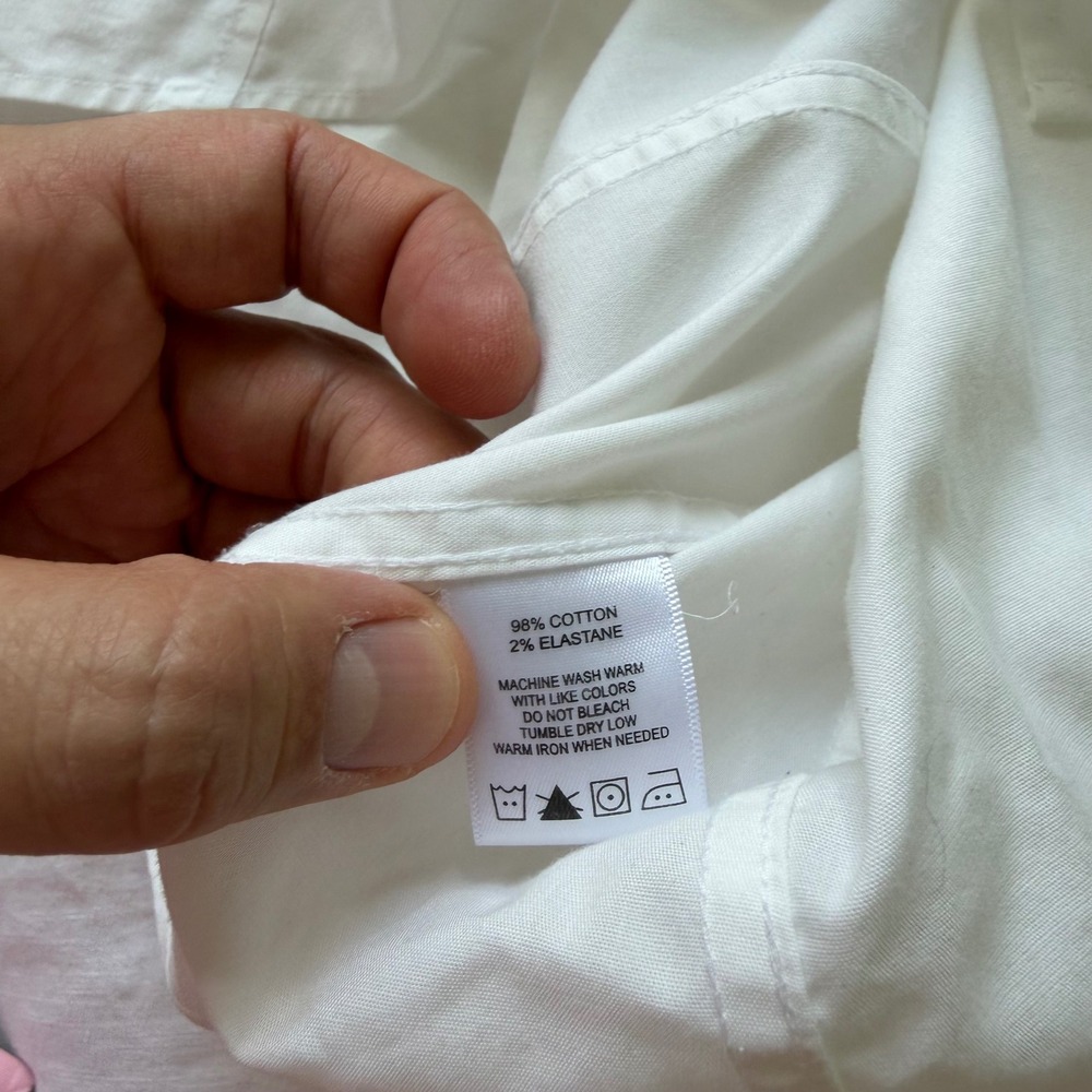Foxcroft NYC Women White Non Iron Stretch 3/4 Sleeve Button Down Shirt Sz M - Picture 11 of 11